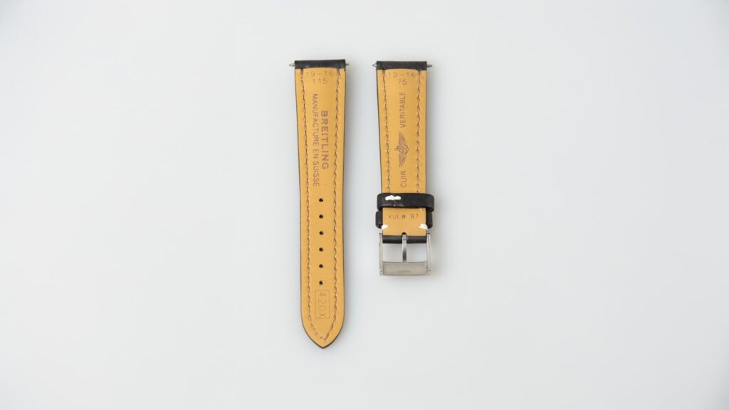 Breitling black nappa calfskin leather watch strap 19 mm. Reference 420X - Afbeelding 3
