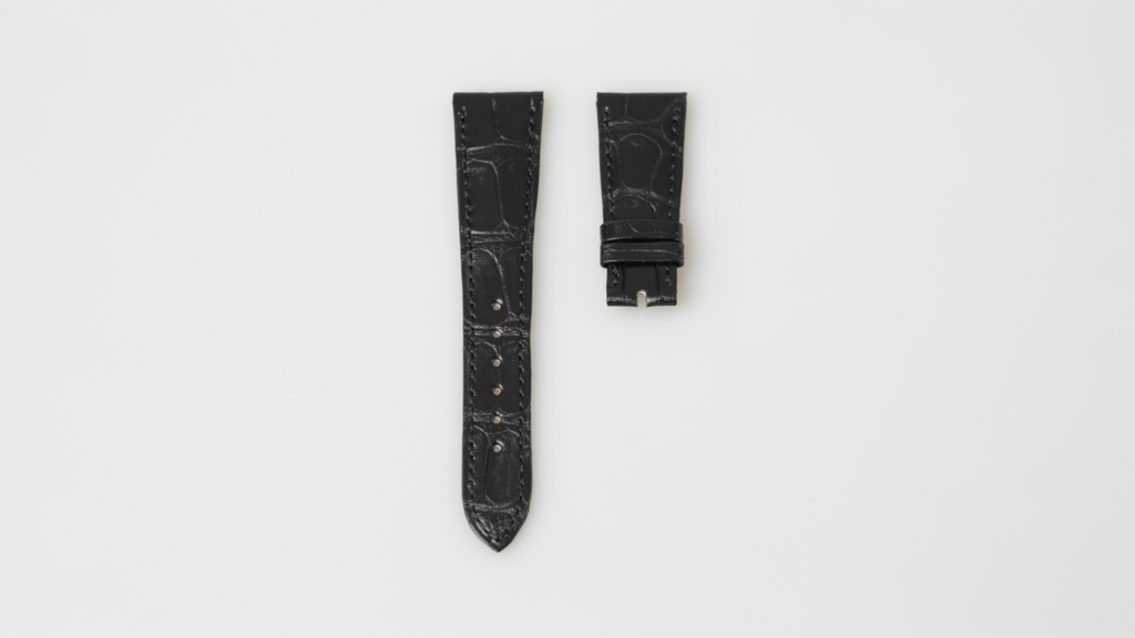 Patek Philippe matt black alligator leather watch strap, 21 mm