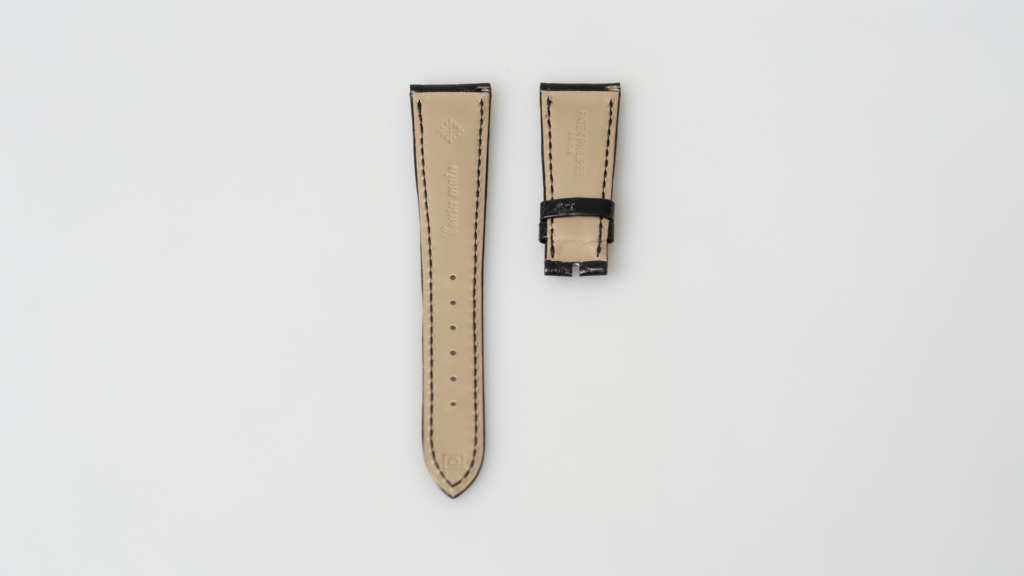 Patek Philippe matt black alligator leather watch strap, 21 mm - Afbeelding 3