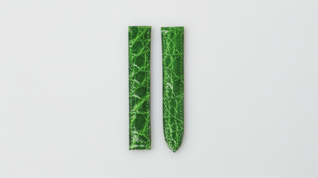 Cartier alligator strap, shiny green, 15.5 mm.