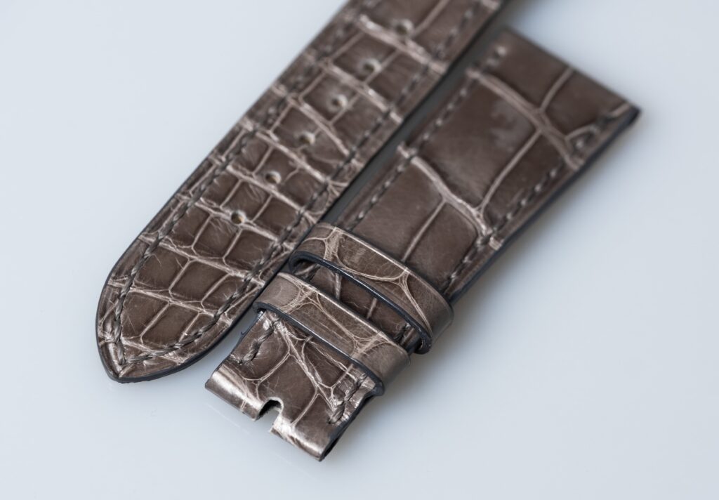 Patek Philippe shiny grey alligator leather watch strap, 20 mm. - Afbeelding 2