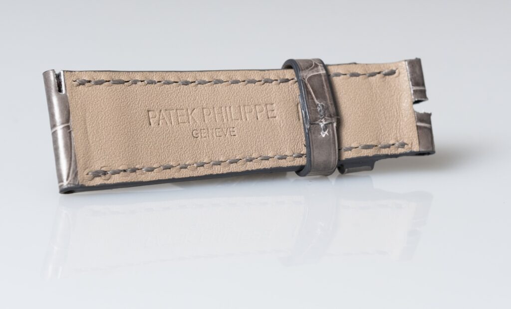 Patek Philippe shiny grey alligator leather watch strap, 20 mm. - Afbeelding 4