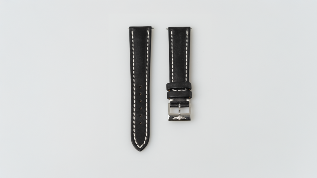 Breitling black nappa calfskin leather strap - 19 MM