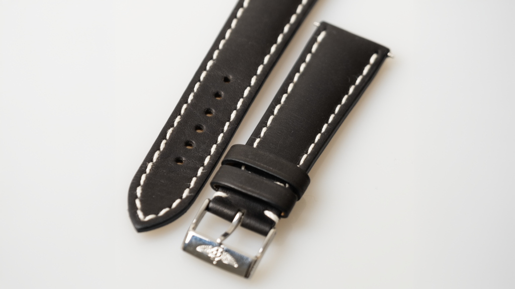 Breitling black nappa calfskin leather strap 19 mm. - Afbeelding 3