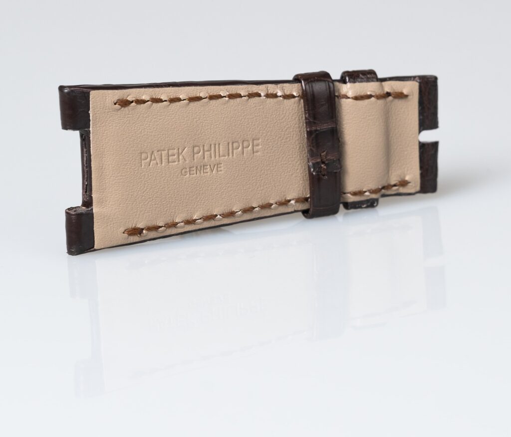 Patek Philippe, Nautilus matt dark brown alligator leather watch strap 25 mm. - Afbeelding 6