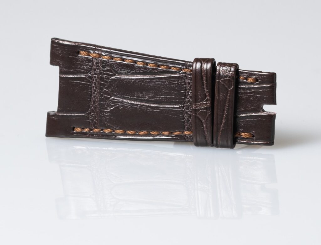 Patek Philippe, Nautilus matt dark brown alligator leather watch strap 25 mm. - Afbeelding 3