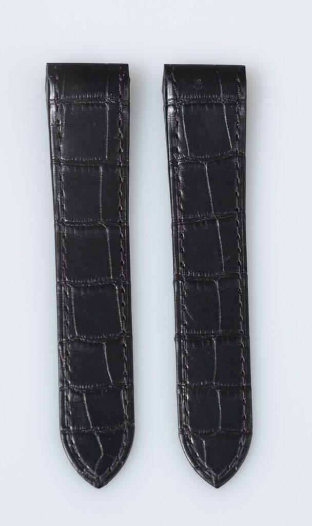 Cartier Santos 100 semimat black alligator watch strap, 20 mm, reference KD1M9K97