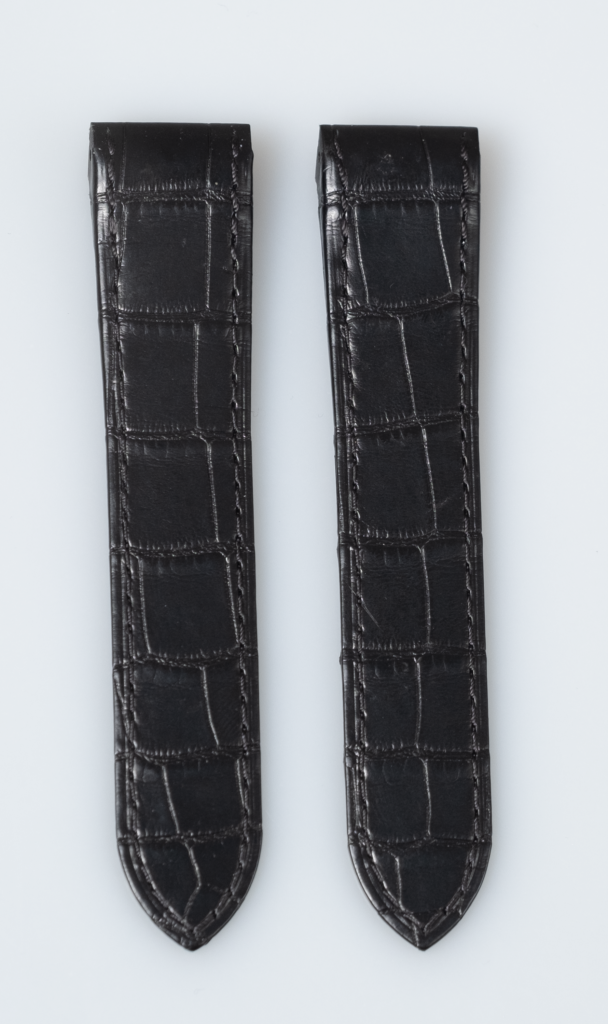 Cartier Santos 100 semimat black alligator strap, 20 mm, reference KD1M9K97