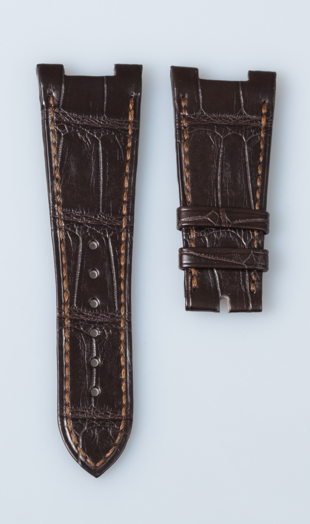 Patek Philippe, Nautilus matt dark brown alligator leather watch strap 25 mm.
