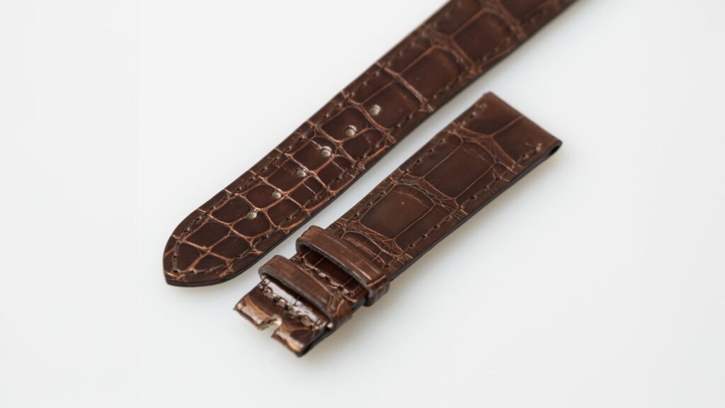 Patek Philippe shiny brown alligator leather watch strap, 16.3mm. - Afbeelding 2