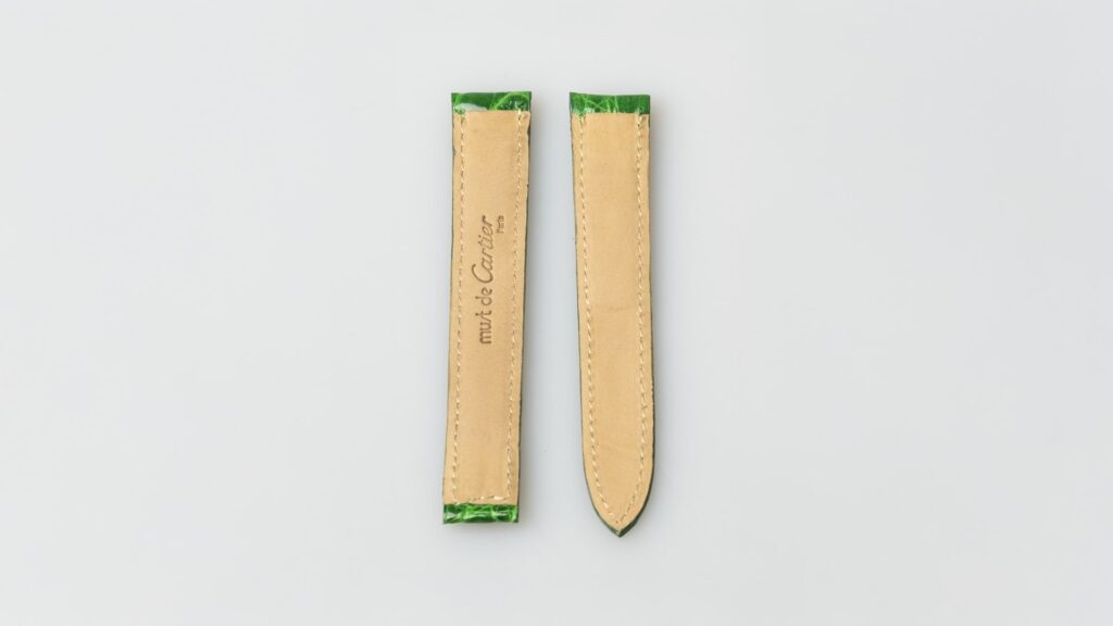 Cartier alligator strap, shiny green watch strap, 15.5 mm. - Afbeelding 3