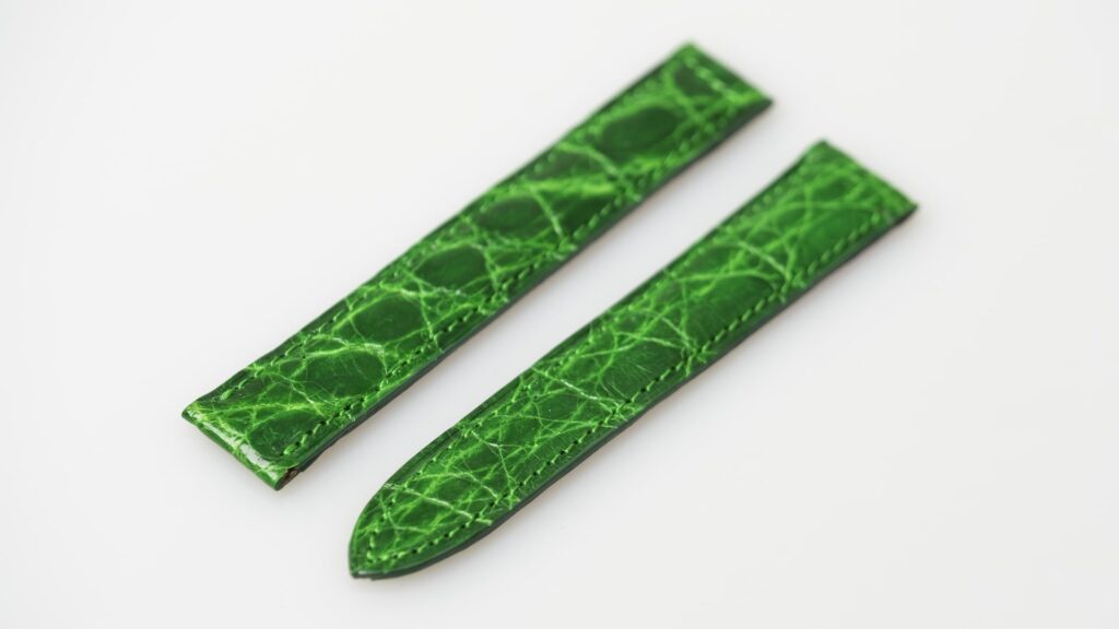 Cartier alligator strap, shiny green watch strap, 15.5 mm. - Afbeelding 2