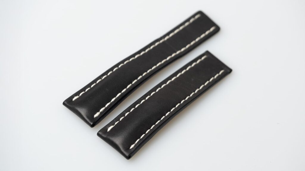 Breitling black calfskin leather watch strap 24 mm. Reference 442X - Afbeelding 2