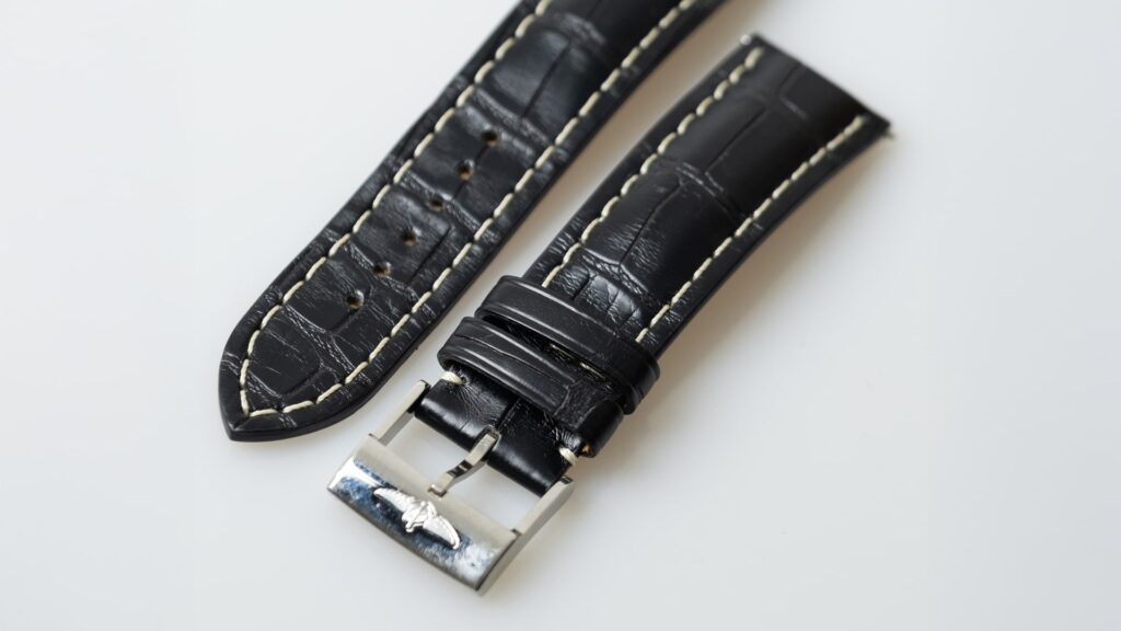 Breitling black alligator leather watch strap 22 mm, reference 1018P - Afbeelding 2