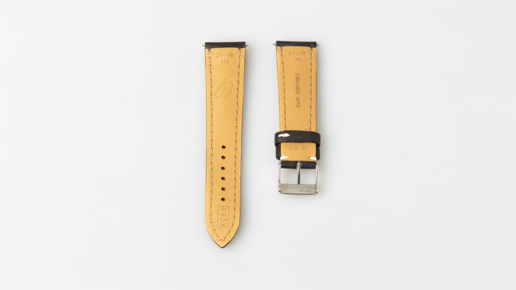 Breitling black nappa calfskin leather watch strap 21 mm. Reference 493X - Afbeelding 3