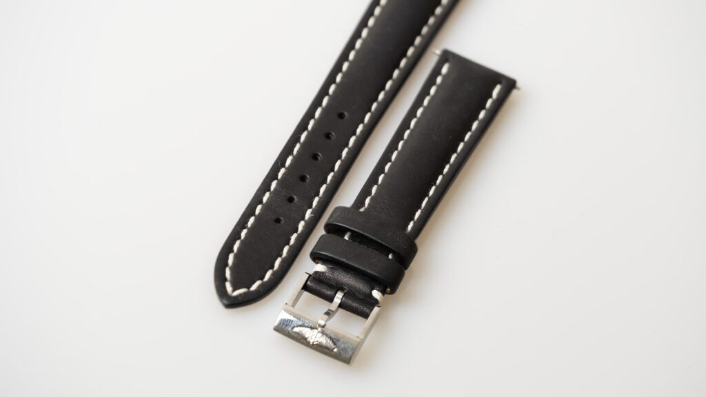 Breitling black nappa calfskin leather watch strap 21 mm. Reference 493X - Afbeelding 2