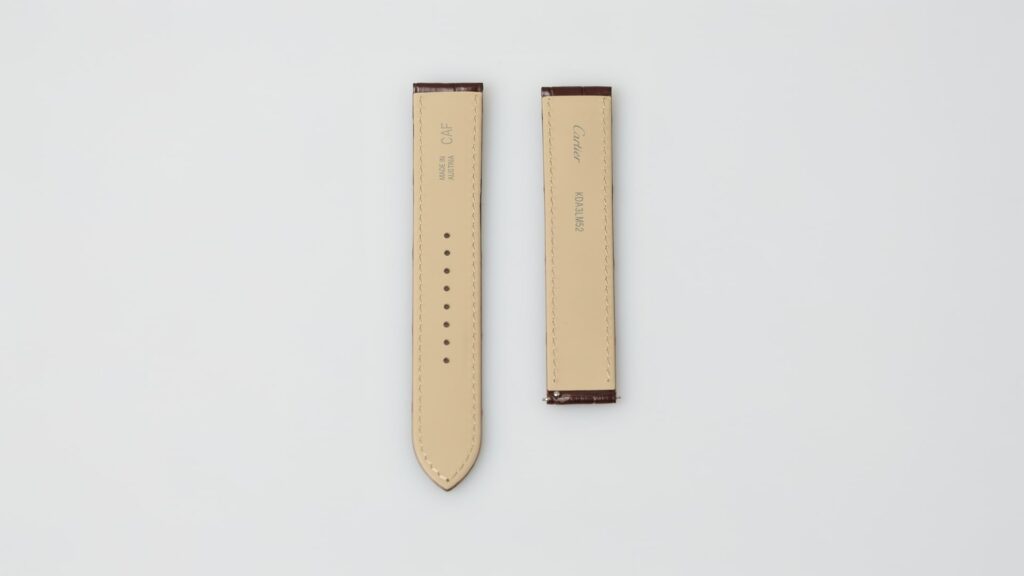 Cartier alligator semimat brown leather watch strap, 18.5 mm, reference KDA3LM52 - Afbeelding 3