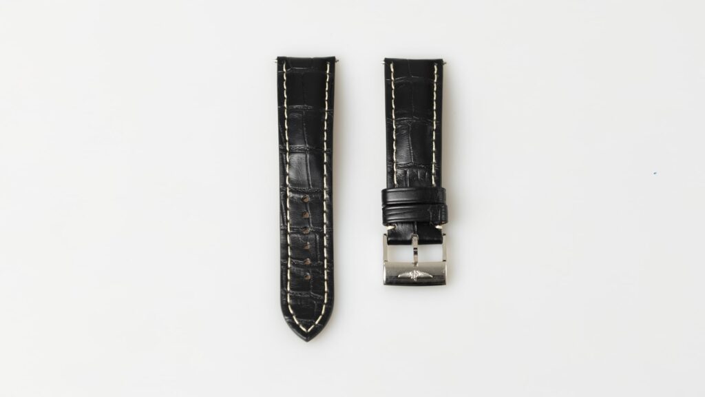 Breitling black alligator leather watch strap 22 mm, reference 1018P