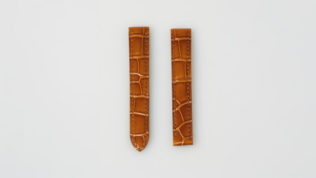 Cartier alligator leather shiny light brown watch strap, 13 mm, reference KD28CN67