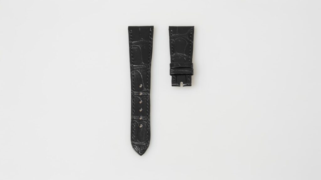 Patek Philippe matt black alligator leather watch strap, 21.1 mm
