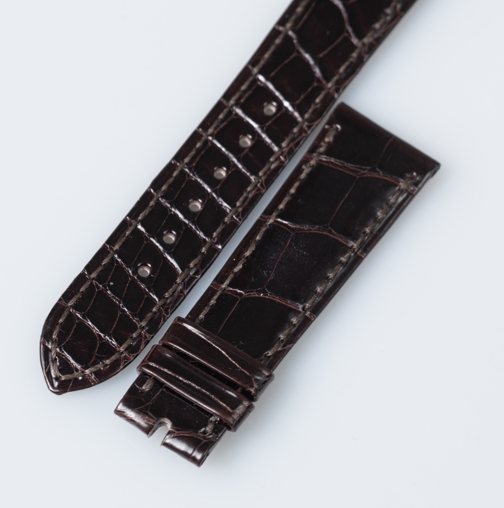 Patek Philippe shiny dark brown alligator leather watch strap, 19.3 mm. - Afbeelding 2