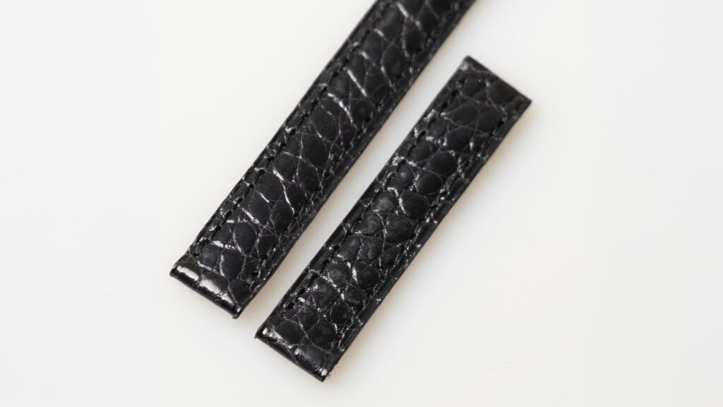 Cartier alligator leather watch strap, shiny black, 12 mm. - Afbeelding 2