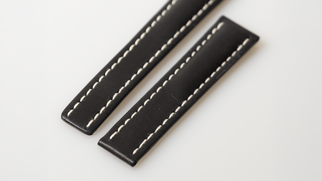 Breitling black calfskin leather strap 20 mm. reference 429X - Afbeelding 2