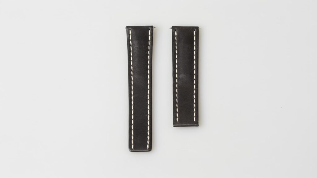 Breitling black calfskin leather watch strap 20 mm. reference 429X