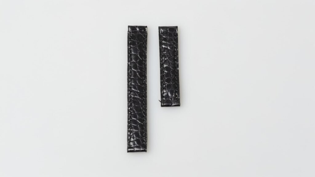 Cartier alligator leather watch strap, shiny black, 12 mm.