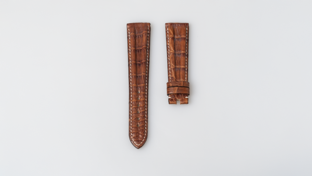 Omega alligator semimat brown leather strap 20 mm.