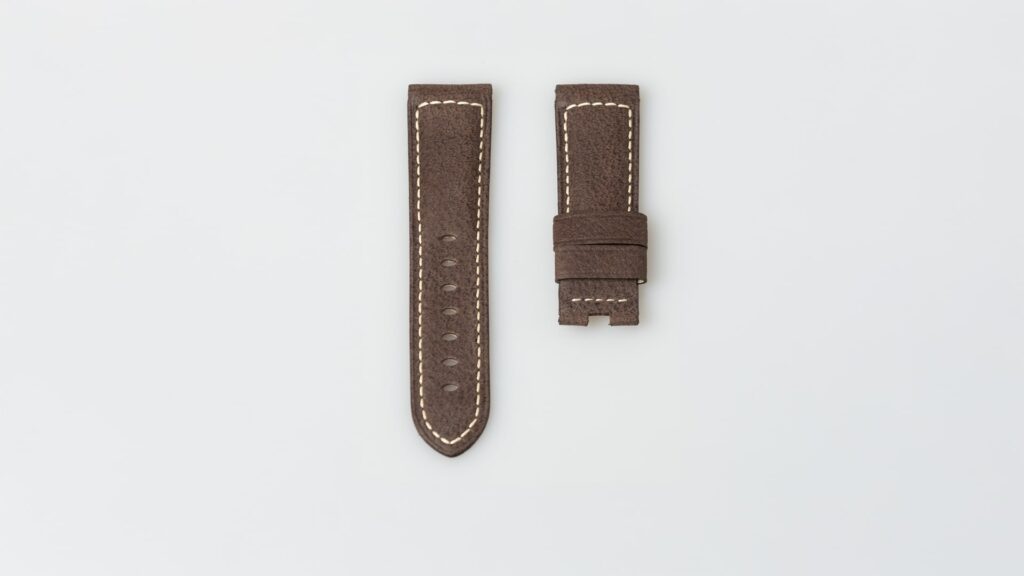 Panerai waterbuffalo (thai) dark brown leather watch strap 24-22mm. Reference MX005FNK