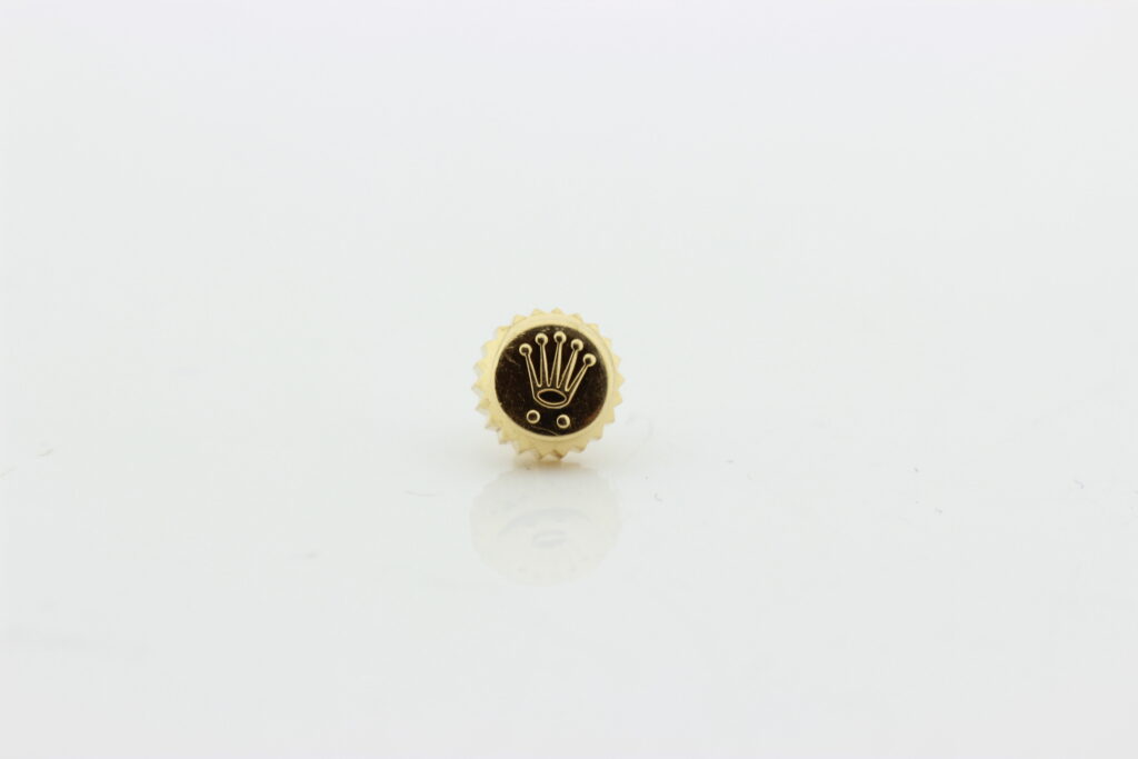 Genuine used for Rolex Day-Date, Datejust, GMT 18K yellow gold crown. Size 6 mm.