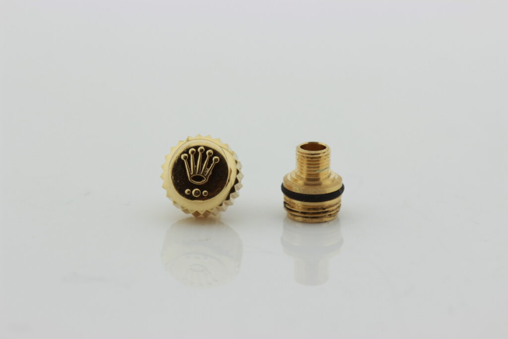 Genuine used for Rolex submariner, daytona, GMT yellow gold crown. Size 7 mm. - Afbeelding 4