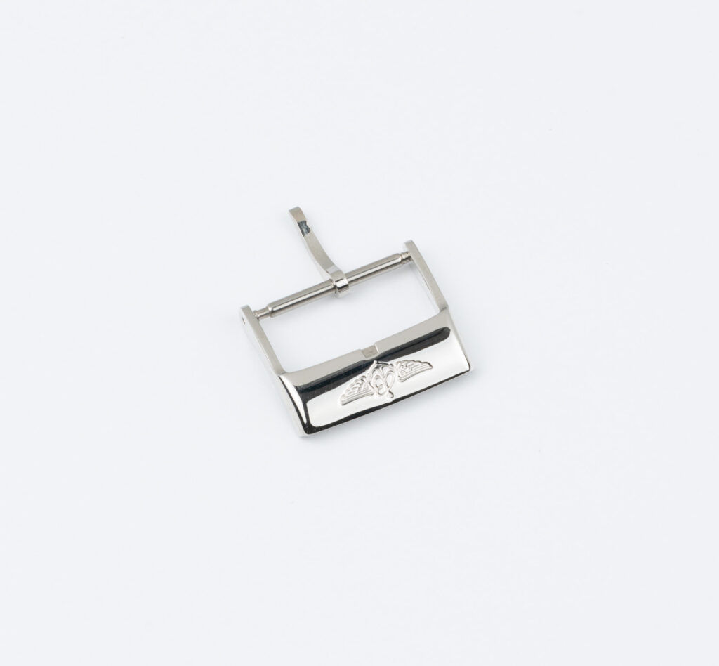 Breitling steel Buckle, 20 mm, polished, for a leather strap, vintage model